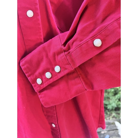 Wrangler Western Shirt Brushpopper Mens Large Pearl Snap Red - Picture 6 of 9